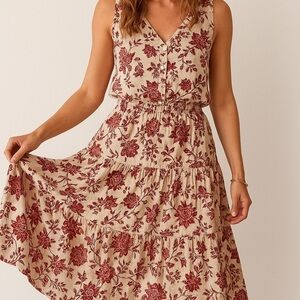 NWT Sanctuary Voil Cream and Red Floral Skirt and Sleeveless Top Matching Set L